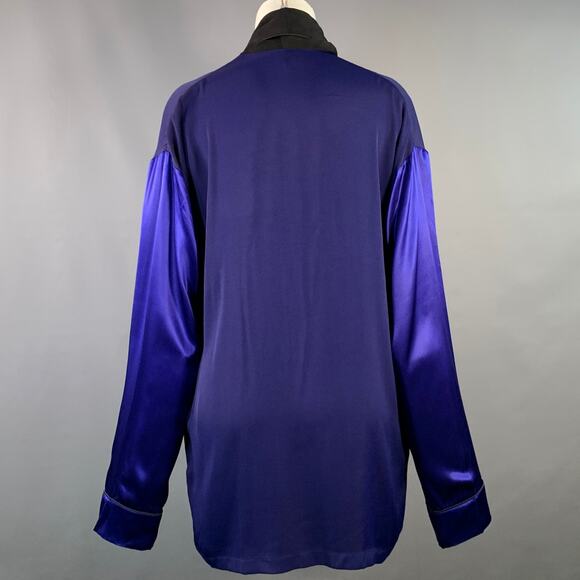 HAIDER ACKERMANN Size M Navy Black Viscose Silk Shawl Collar Jacket Blazer - Picture 3 of 5